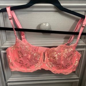 Salmon Victoria’s Secret Bra with Gold Design